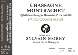 2018 Chassagne-Montrachet 1er Cru Blanc, Clamps-Gains, Domaine Sylvain Morey